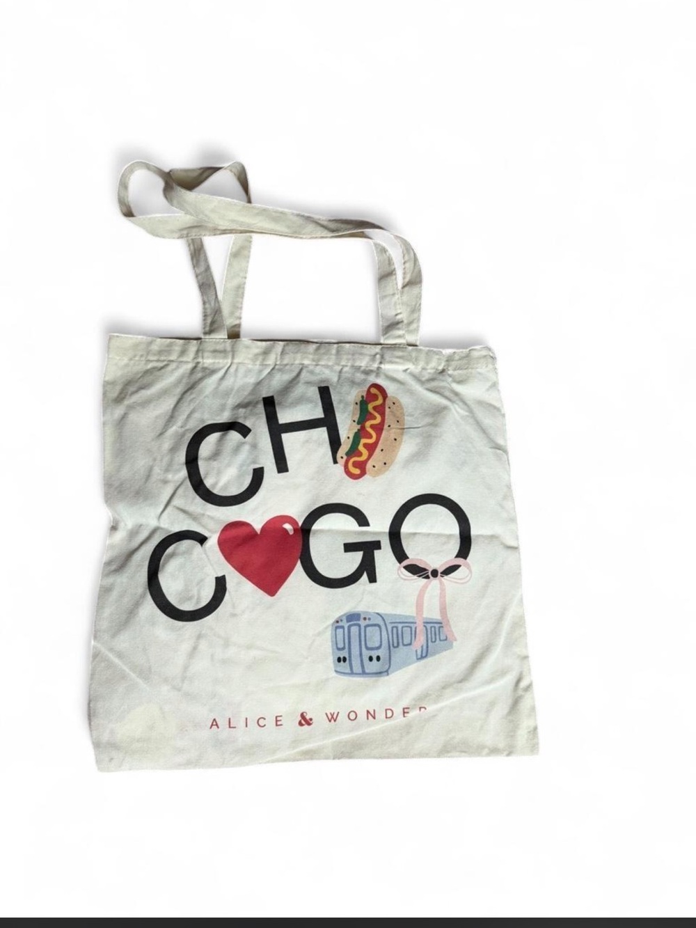Chicago Graphic Canvas Tote Bag - White